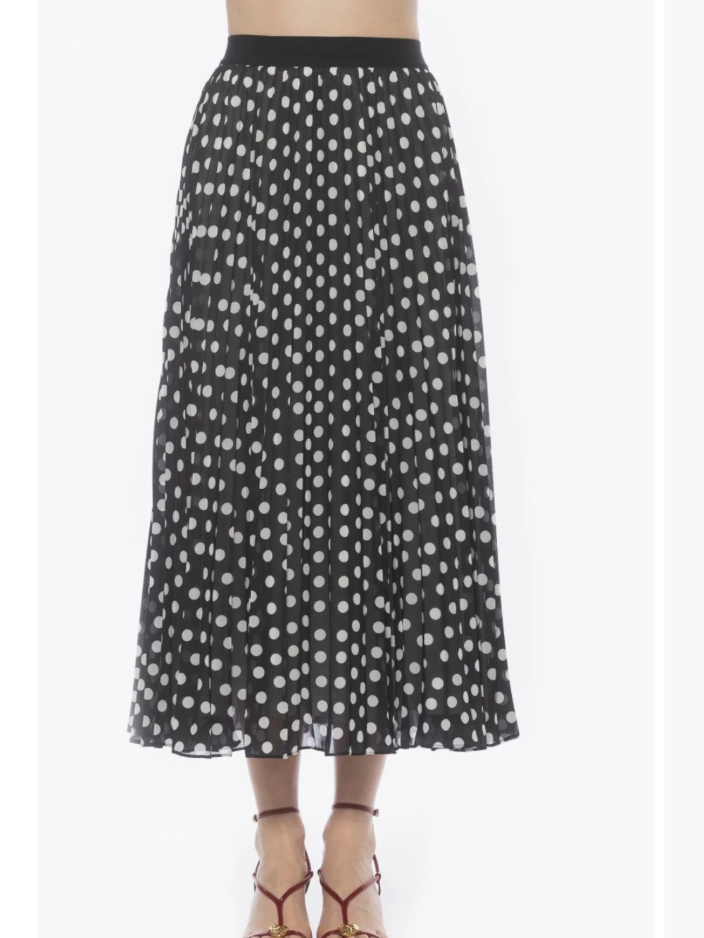 Alexia Admor Black and White Polka Dot Midi Skirt